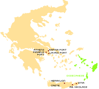 Map of Dodecanese Greece