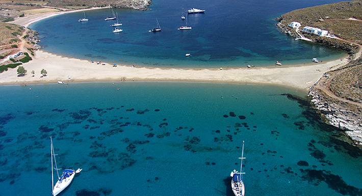 Kolona Beach in Kythnos Island Cyclades Greece