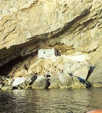 Agios Stefanos Church, just above the sea in a cave in Galissas